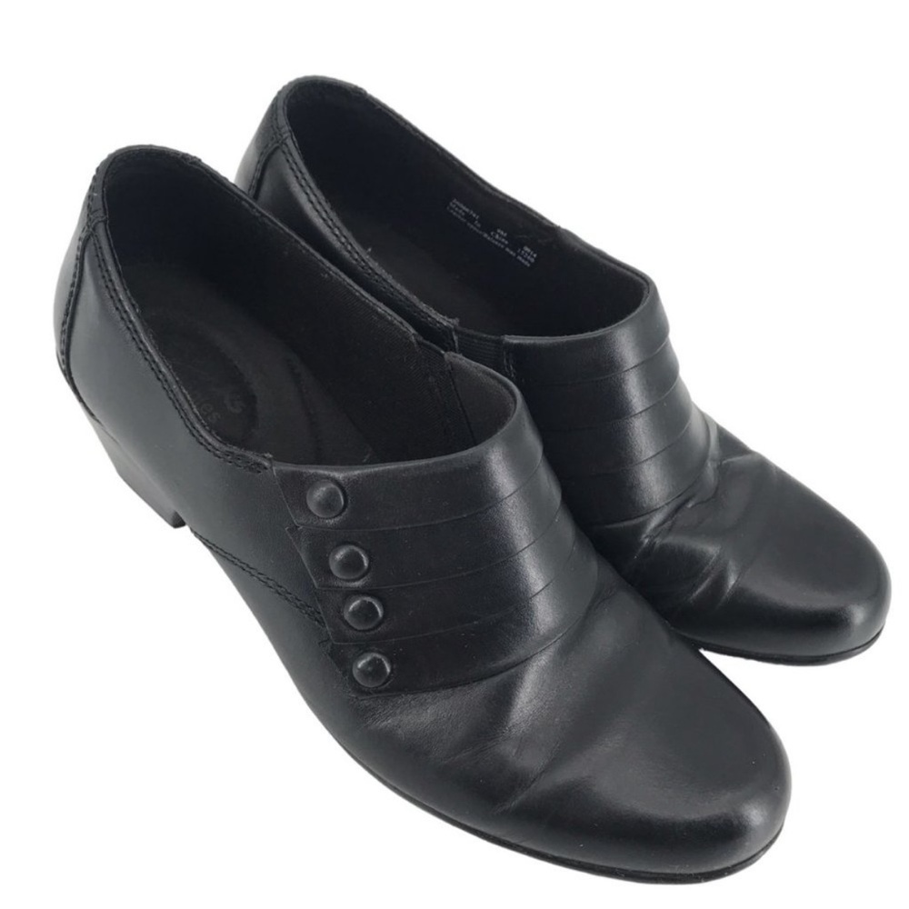 Clarks Bendables Womens Black Heeled Loafer Shoe Size 7